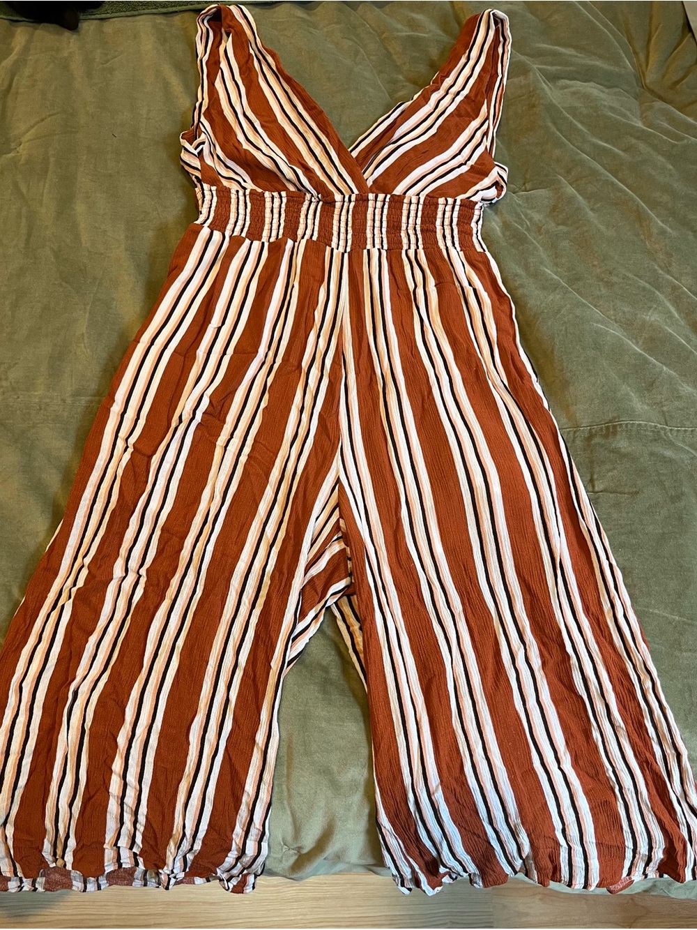 Cropped open back Rust and White One-Piece Jumpsuit